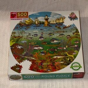 eeBoo Fish & Boats Round Puzzle - 500 Pieces NEW Sealed